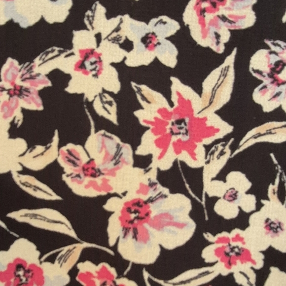 Banana Republic Black and Pink Floral  Bishop Sleeve Midi Dress - Picture 4 of 6